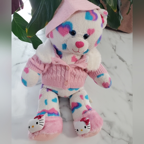 Build a Bear Workshop White Bear with Hearts - Picture 16 of 16